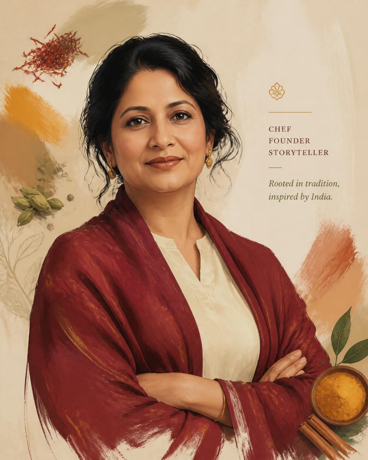 Portrait of Mrs Hibah Ahmad, founder and CEO of Miss Masala