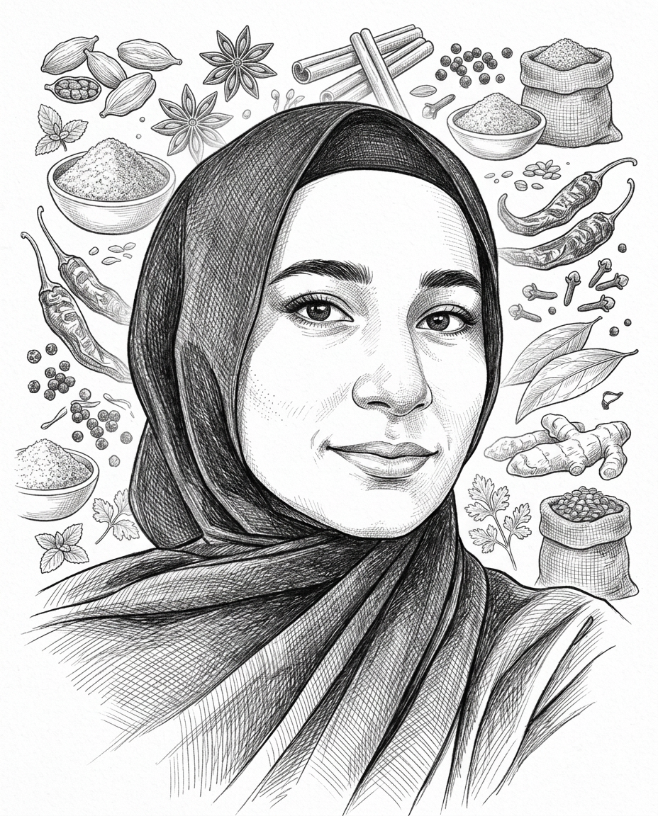 Portrait of Ms Hibah Ahmad, founder and CEO of Miss Masala